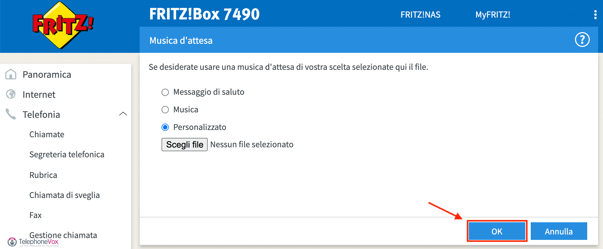 Cliccare su “OK” per salvare le modifiche apportate.