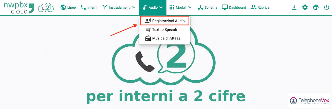 Cliccare “Registrazioni Audio”.