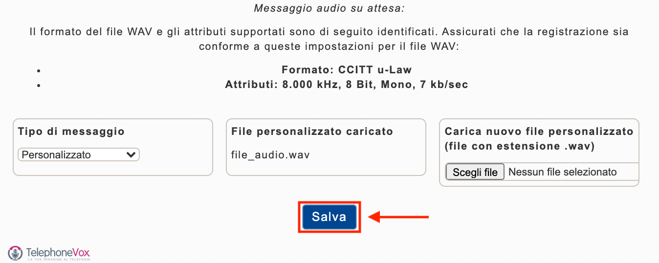 Per salvare le modifiche, cliccare “Salva”.