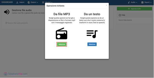 Scegliere seleziona sotto la voce MP3